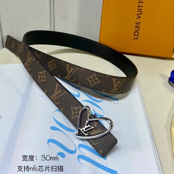 Louis Vuitton SS Tanabata New brown black x heart silver Logo Belts 1