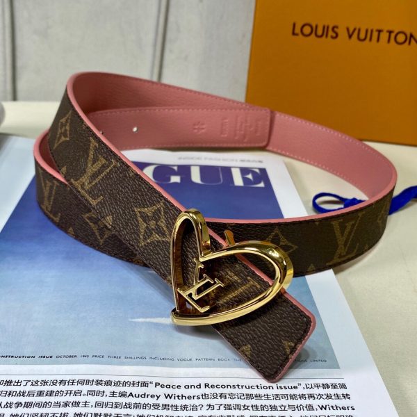 Louis Vuitton SS Tanabata New brown pink x heart gold Logo Belts 1