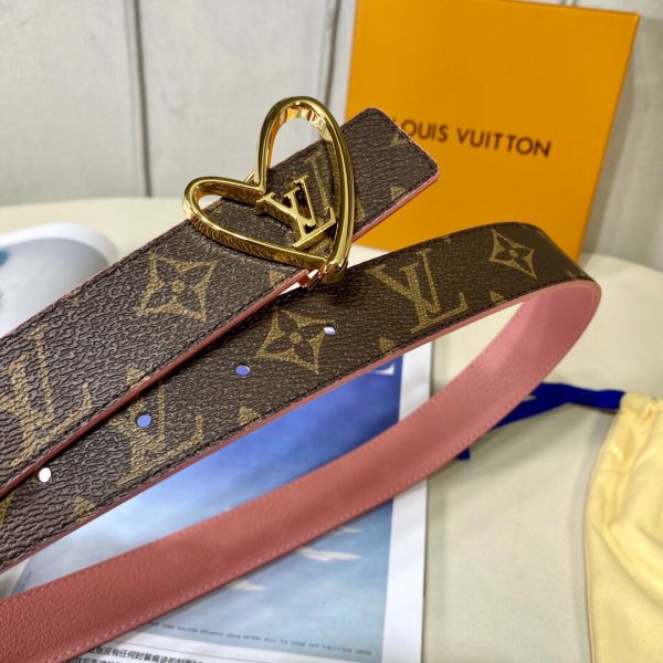 Louis Vuitton SS Tanabata New brown pink x heart gold Logo Belts 9
