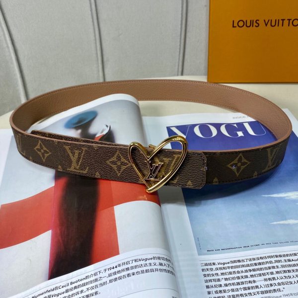 Louis Vuitton SS Tanabata New brown x heart gold Logo Belts 7