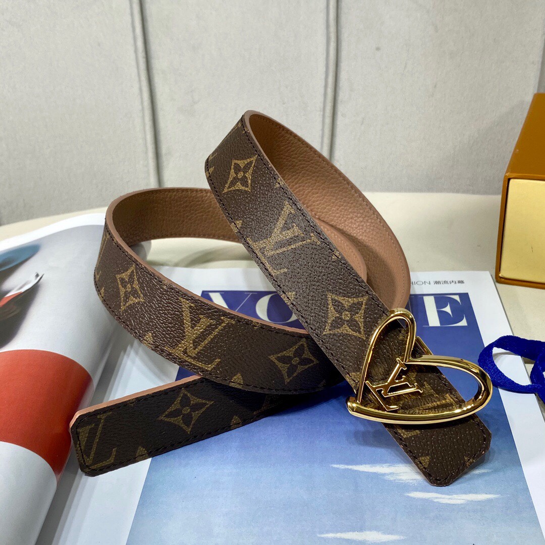 Louis Vuitton SS Tanabata New brown black x heart gold Logo Belts