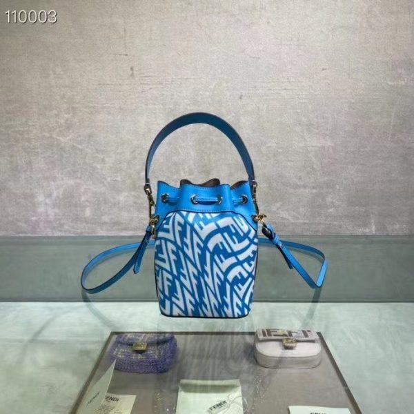 MON TRESOR Blue glazed canvas mini-bag 4