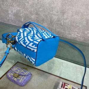 MON TRESOR Blue glazed canvas mini-bag 14