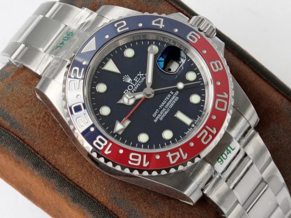 Rolex Greenwich Type II GMT black blue red x silver Watch 7