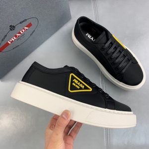 Shoes PRADA thick-soled lace-up casual black x yellow 15