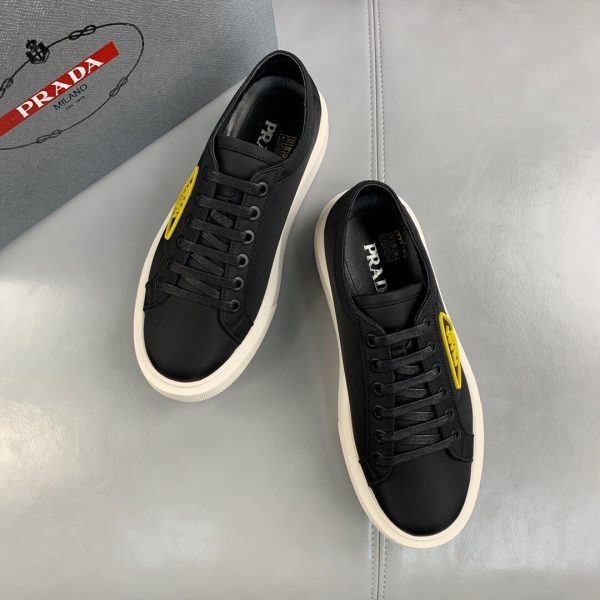 Shoes PRADA thick-soled lace-up casual black x yellow 1